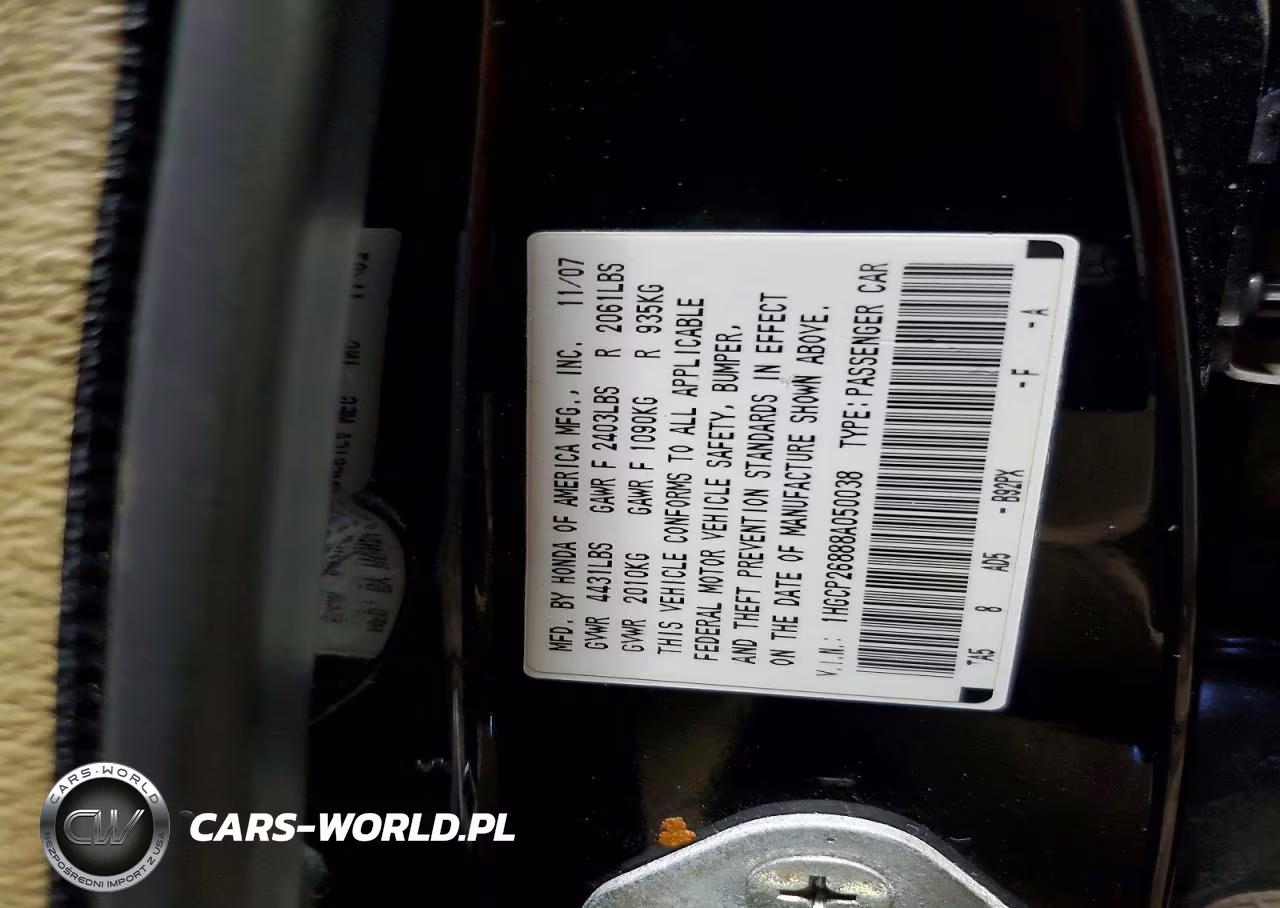 2008 Honda Accord Exl VIN:1HGCP26888A050038 - 12