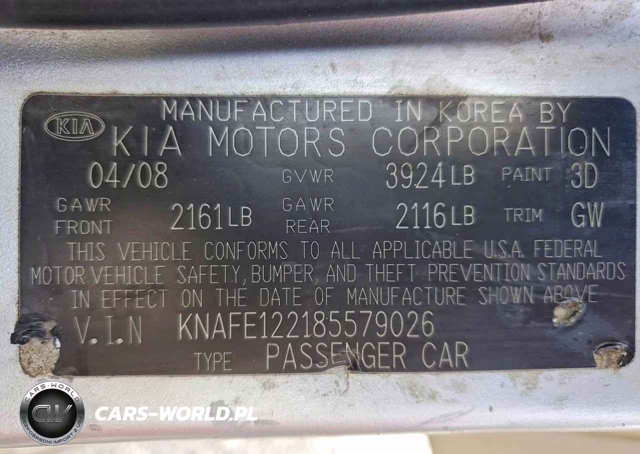 2008 Kia Spectra Ex VIN:KNAFE122185579026 - 12