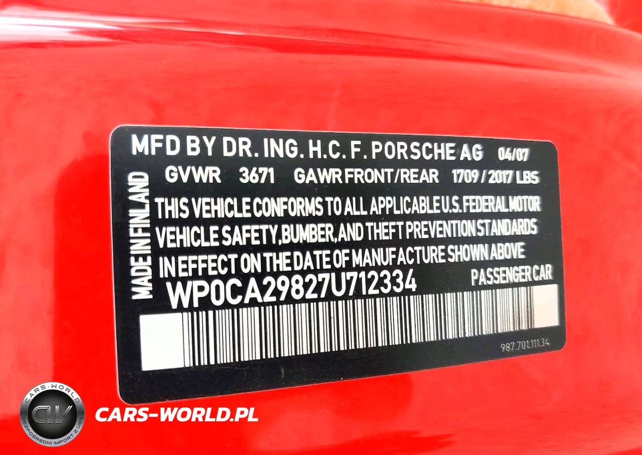 2007 Porsche Boxster VIN:WP0CA29827U712334 - 12