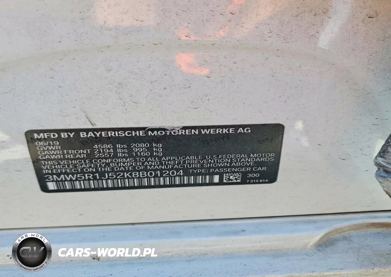 2019 BMW 330I VIN:3MW5R1J52K8B01204 - 12