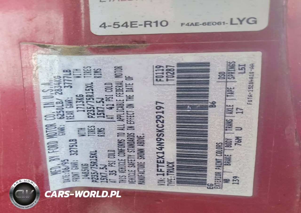 1995 Ford F150 VIN:1FTEX14N9SKC29197 - 12