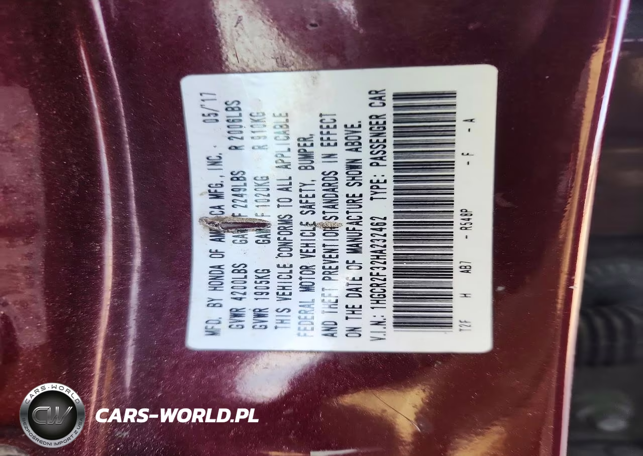 2017 Honda Accord Lx VIN:1HGCR2F32HA232462 - 12
