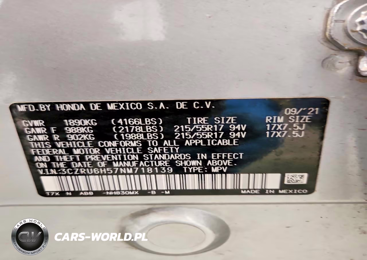 2022 Honda Hr-V Ex VIN:3CZRU6H57NM718139 - 13
