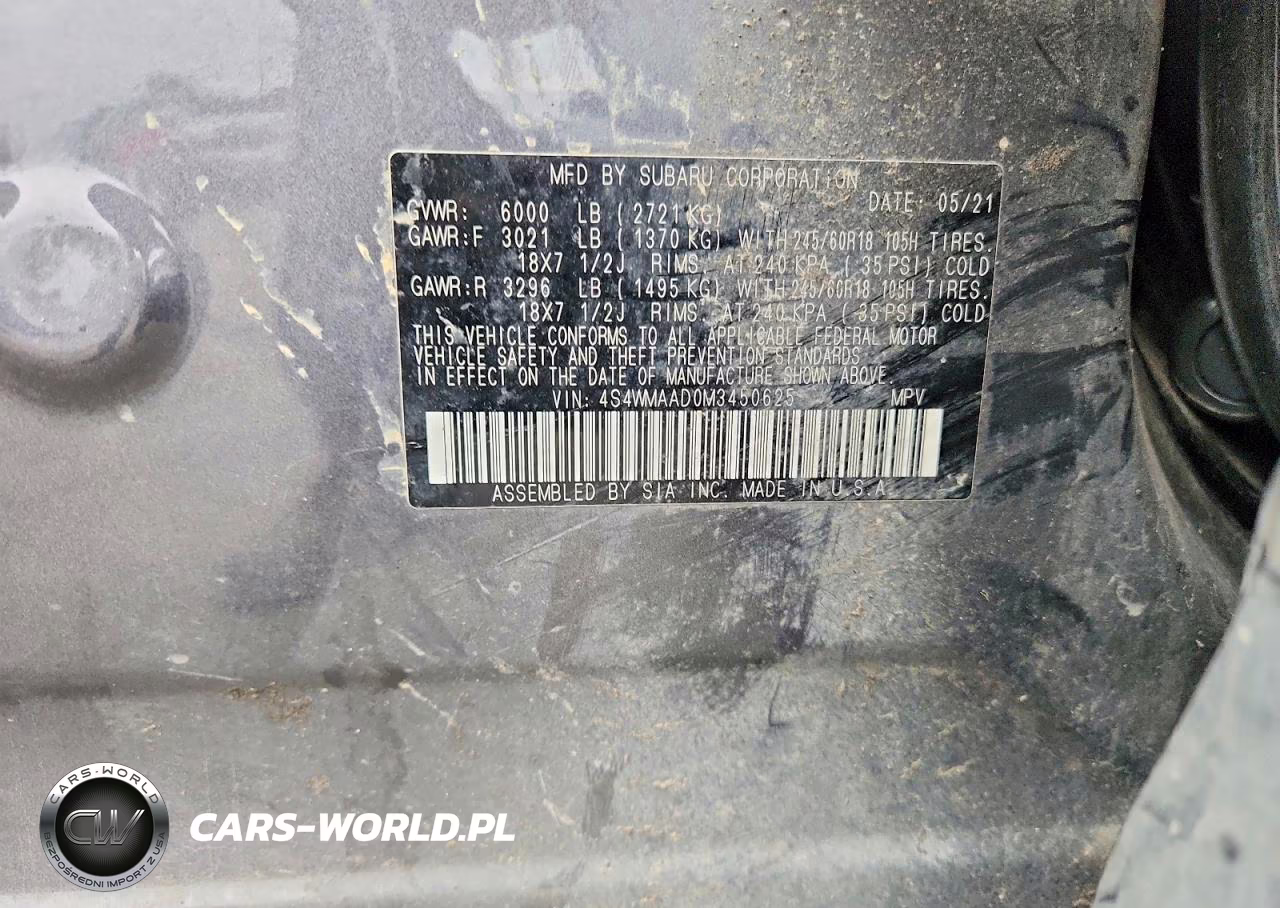 2021 Subaru Ascent VIN:4S4WMAAD0M3450625 - 13
