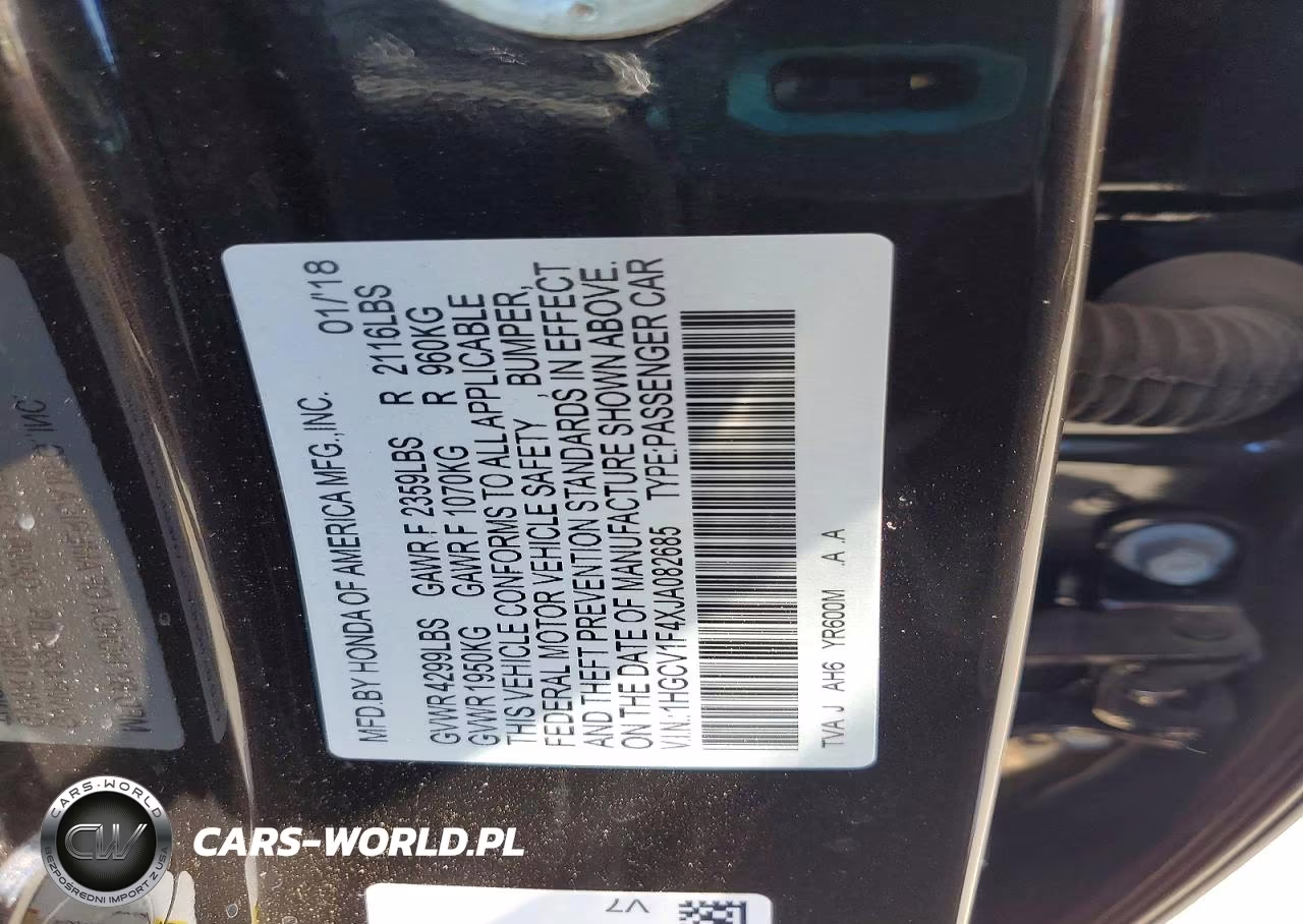 2018 Honda Accord Ex VIN:1HGCV1F4XJA082685 - 12
