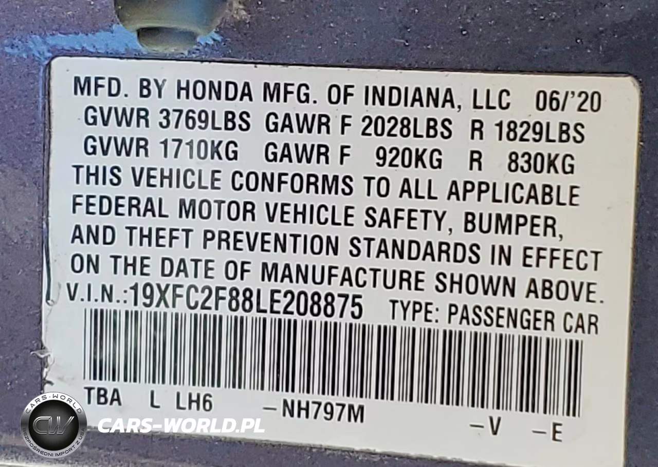 2020 Honda Civic Sport VIN:19XFC2F88LE208875 - 12
