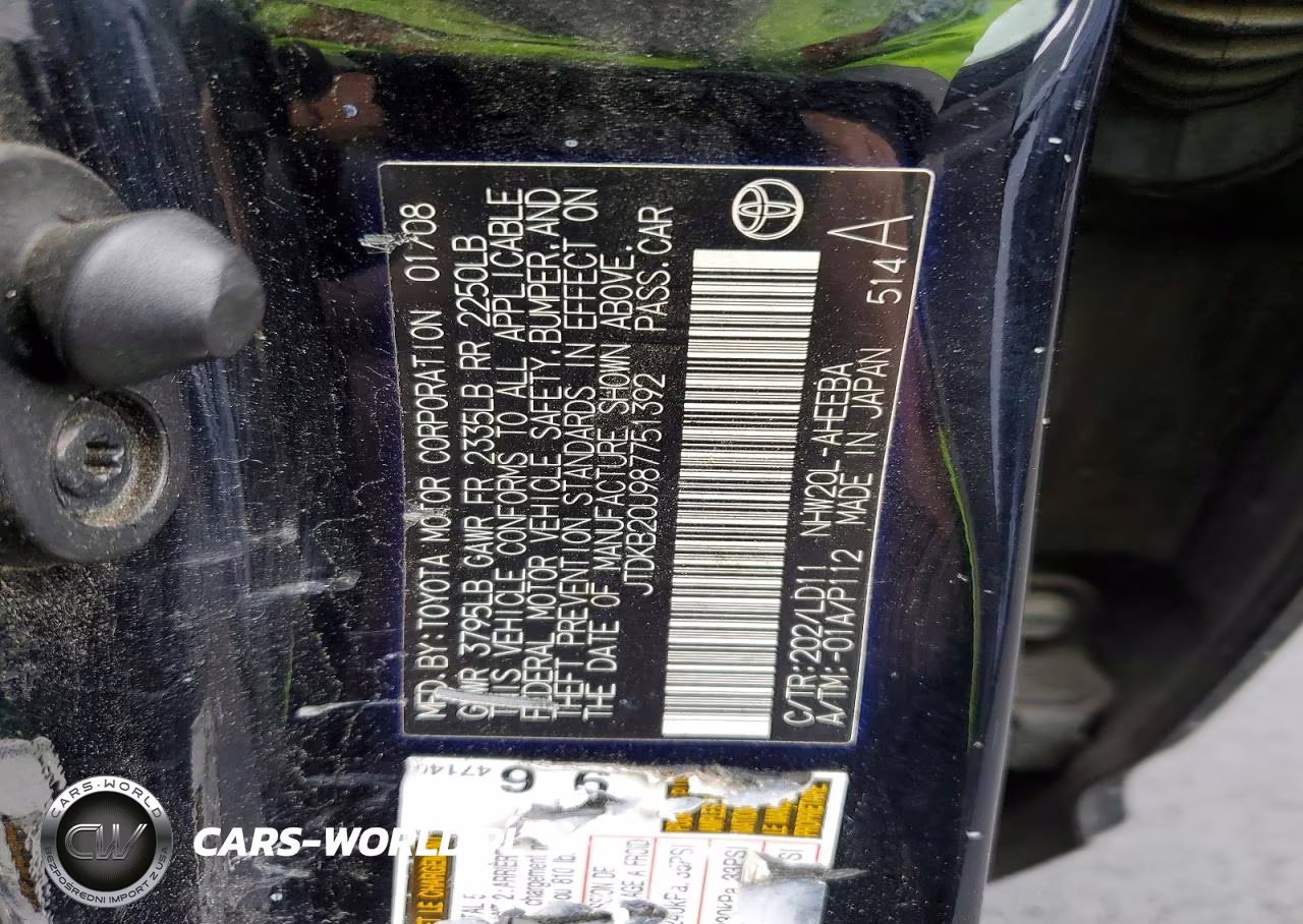 2008 Toyota Prius Touring VIN:JTDKB20U987751392 - 12