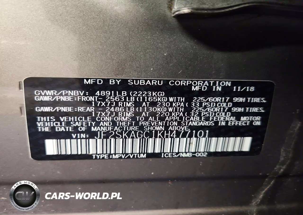 2019 Subaru Forester Premium VIN:JF2SKAGC1KH477101 - 13