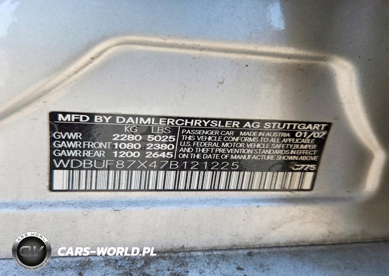 2007 Mercedes-Benz E-Class VIN:WDBUF87X47B121225 - 12