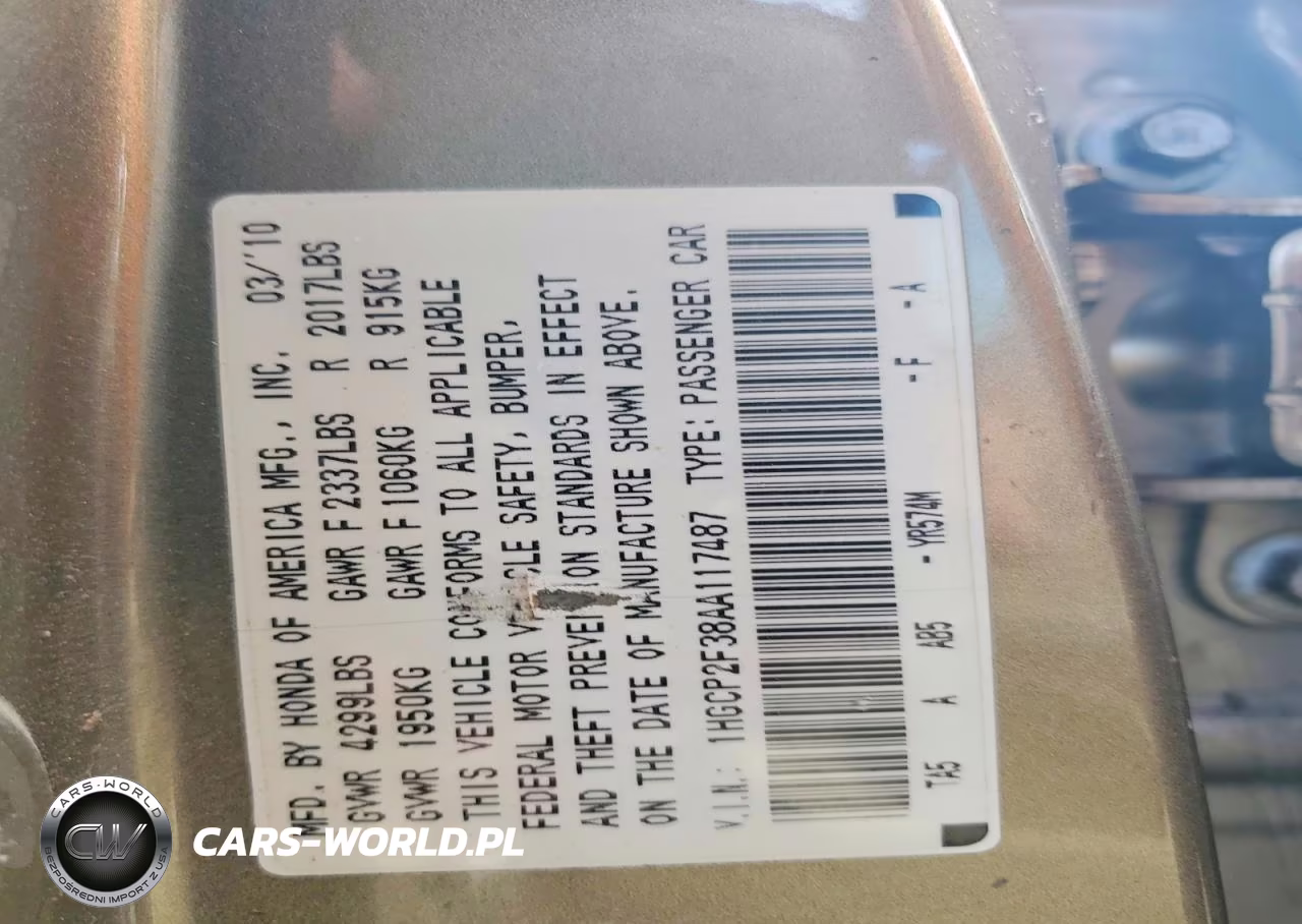 2010 Honda Accord Lx VIN:1HGCP2F38AA117487 - 12