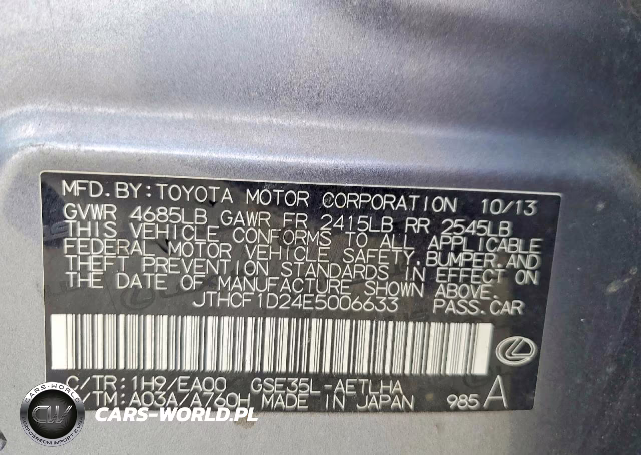 2014 Lexus Is 250 Base VIN:JTHCF1D24E5006633 - 13