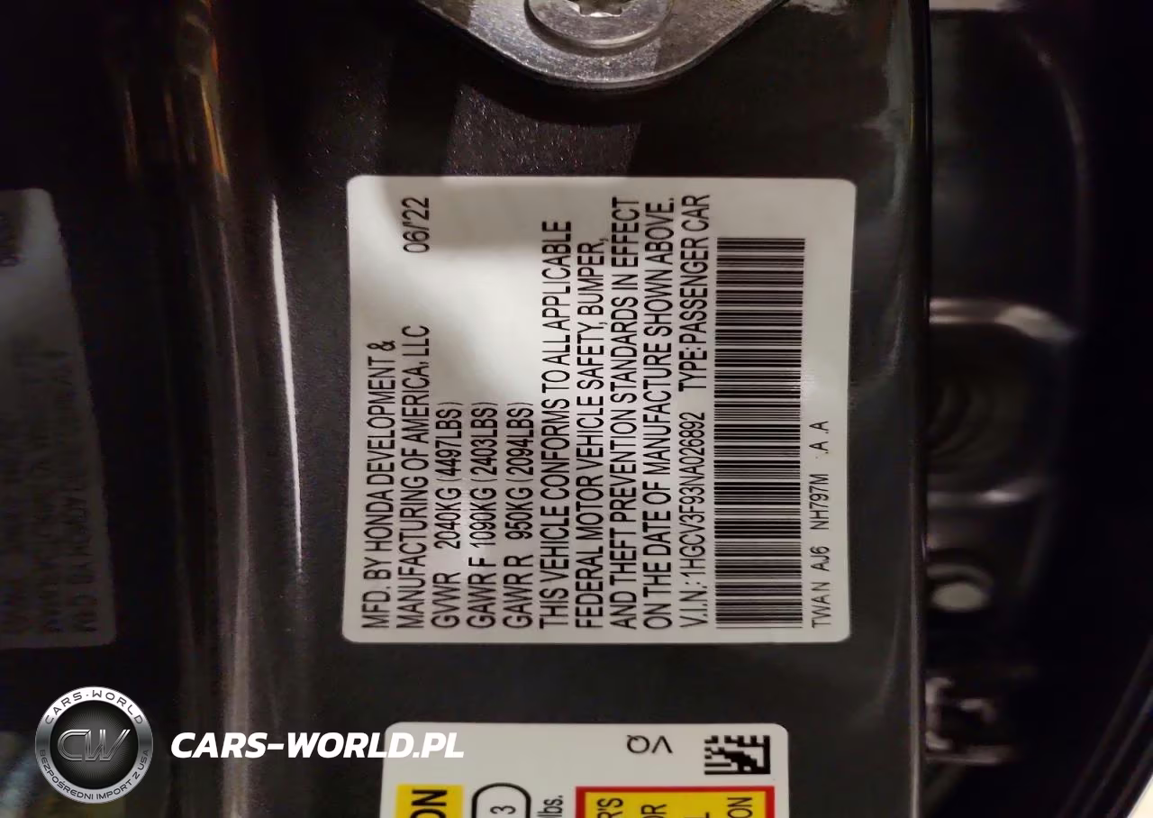 2022 Honda Accord Touring Hybrid VIN:1HGCV3F93NA026892 - 12