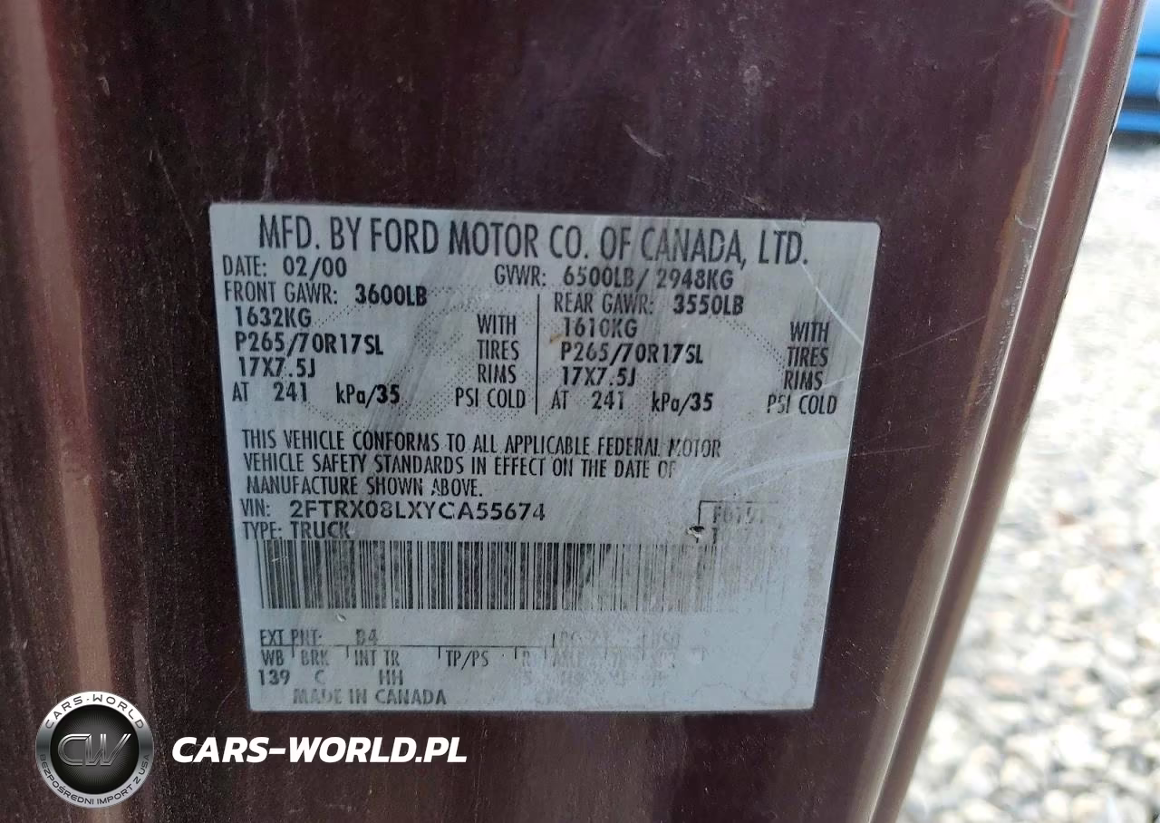 2000 Ford F-150 VIN:2FTRX08LXYCA55674 - 12