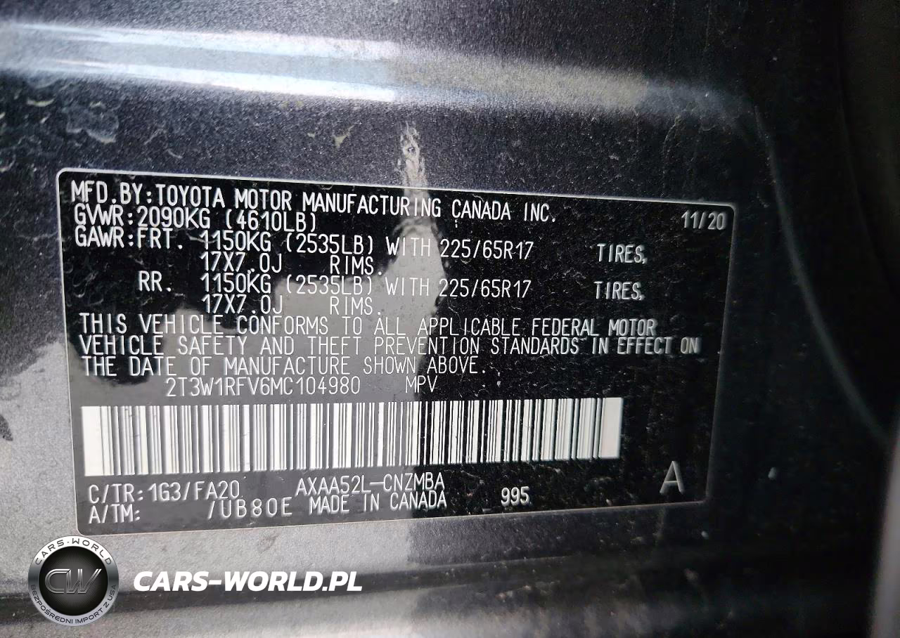2021 Toyota Rav4 Xle VIN:2T3W1RFV6MC104980 - 13