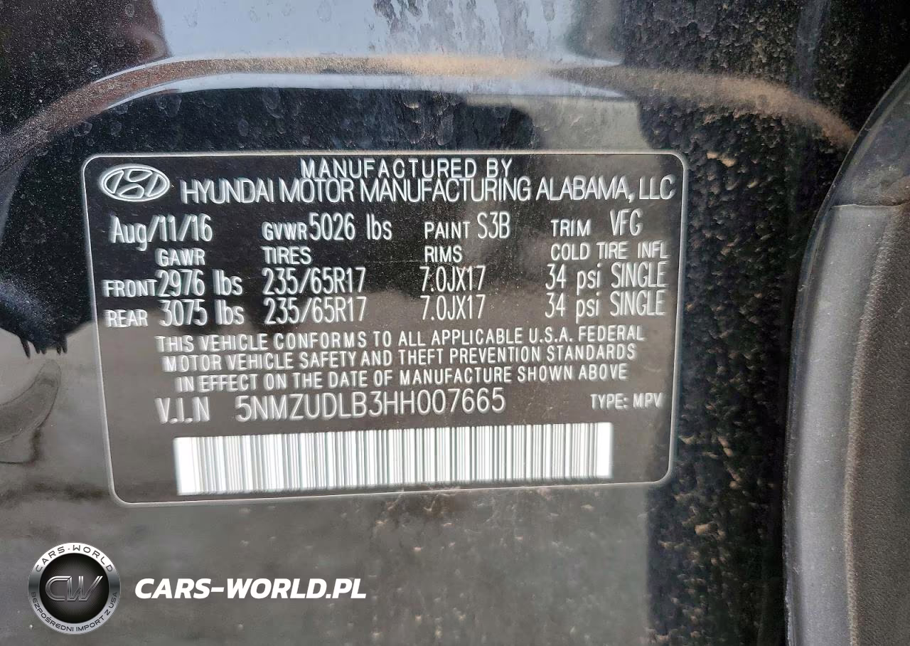 2017 Hyundai Santa Fe Sport 2.4L VIN:5NMZUDLB3HH007665 - 13
