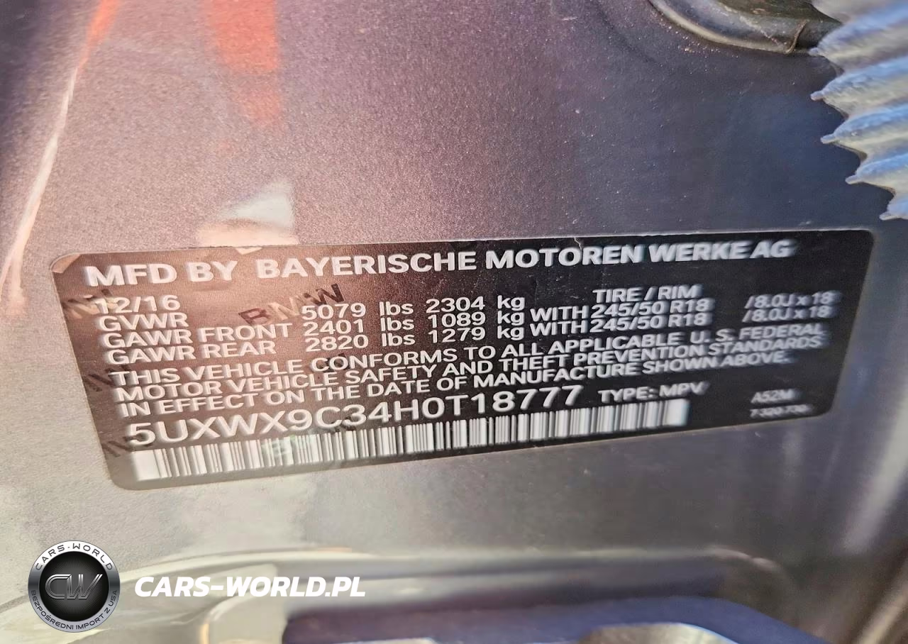 2017 BMW X3 xDrive28I VIN:5UXWX9C34H0T18777 - 13