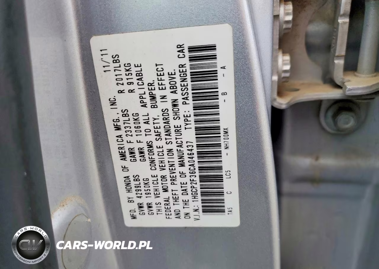 2012 Honda Accord Lx VIN:1HGCP2F36CA046437 - 12