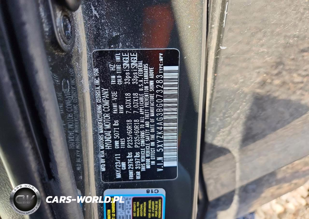 2011 Hyundai Santa Fe Limited VIN:5XYZK4AG3BG073283 - 12