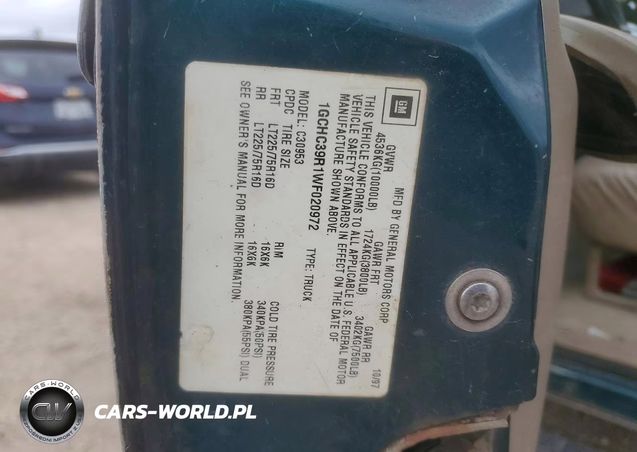 1998 Chevrolet Gmt-400 C3500 VIN:1GCHC39R1WF020972 - 12