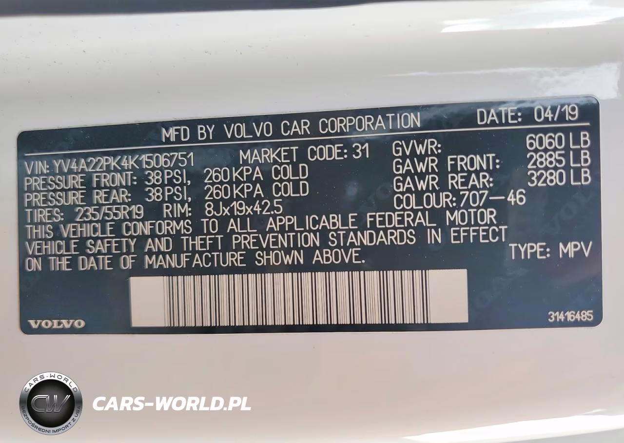 2019 Volvo Xc90 T6 Momentum VIN:YV4A22PK4K1506751 - 14