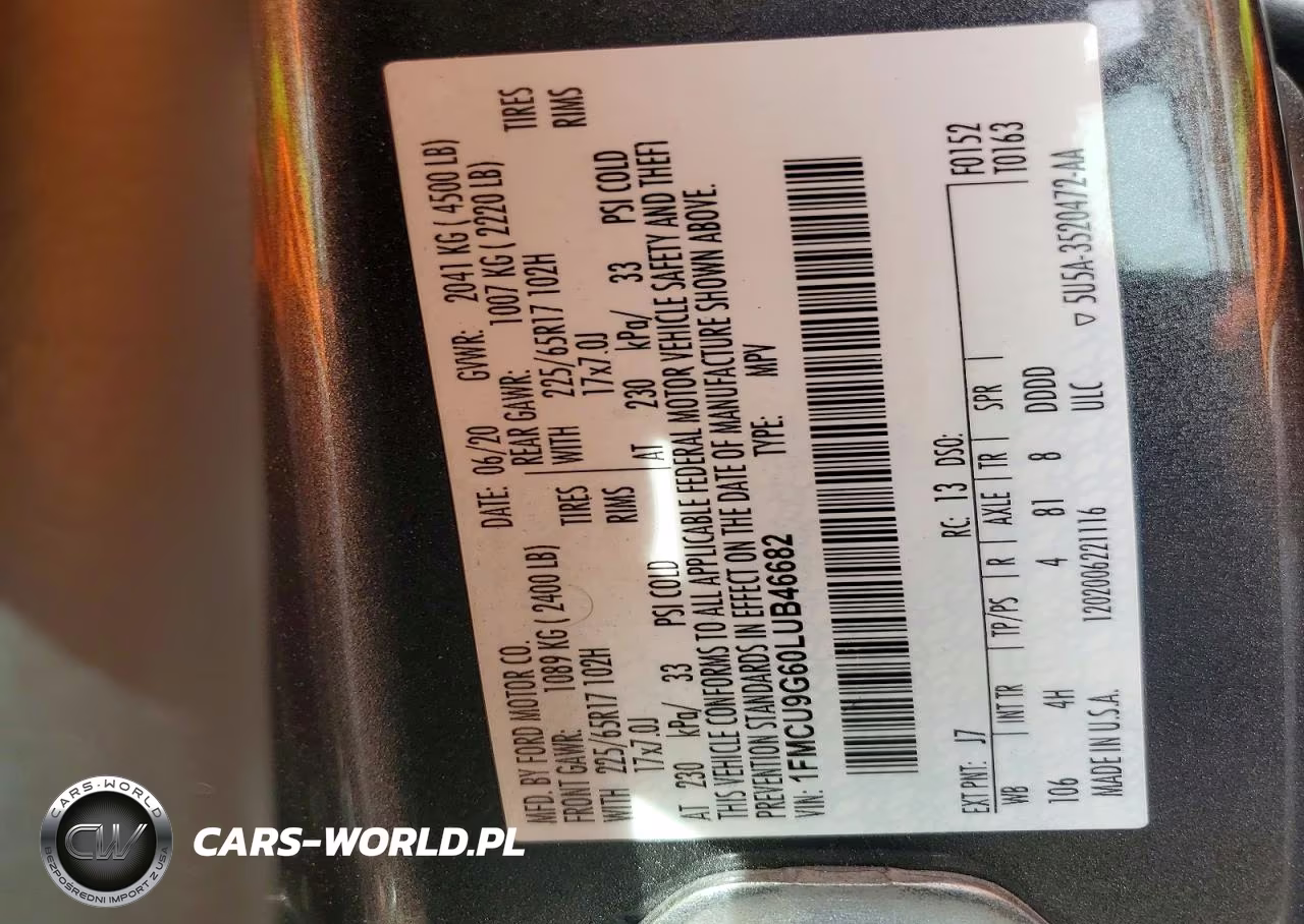 2020 Ford Escape Se VIN:1FMCU9G60LUB46682 - 13