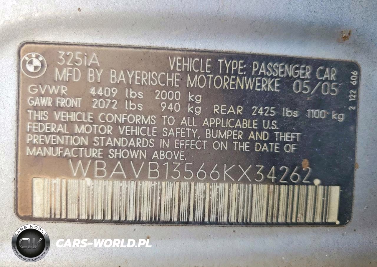 2006 BMW 325 I VIN:WBAVB13566KX34262 - 12