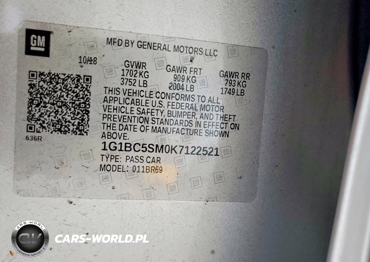 2019 CHEVROLET CRUZE LS VIN:1G1BC5SM0K7122521 - 12