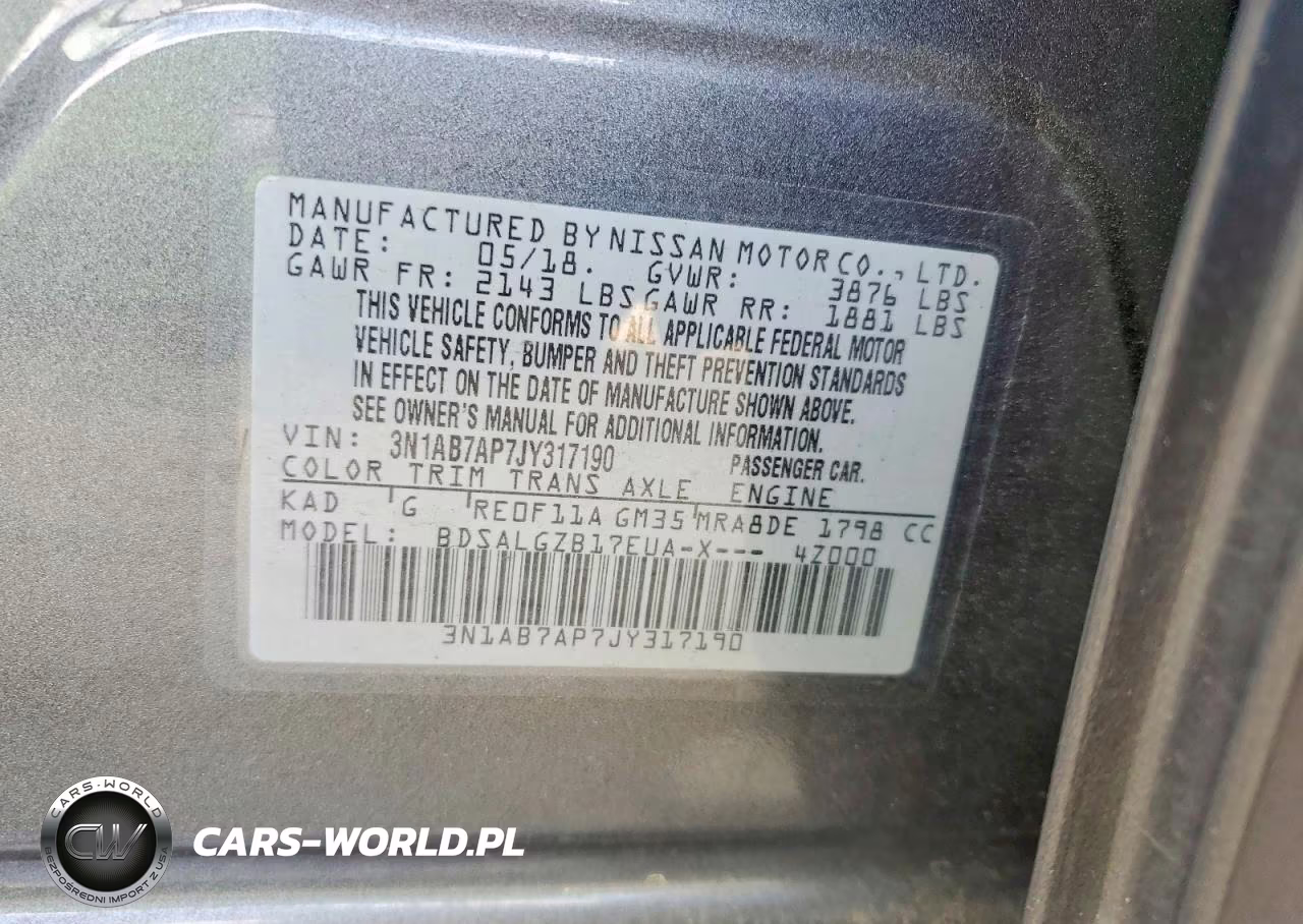2018 Nissan Sentra Sl VIN:3N1AB7AP7JY317190 - 12