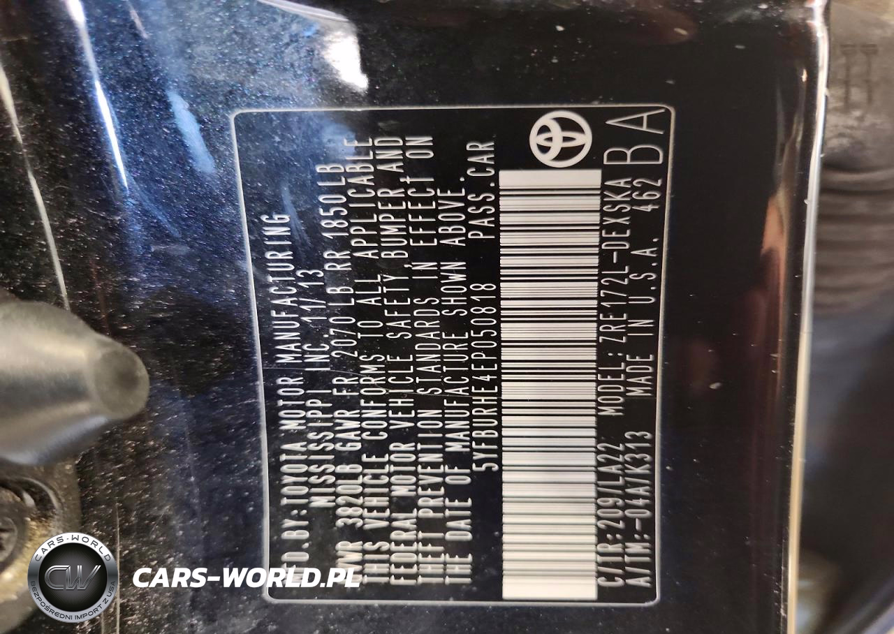 2014 Toyota Corolla S Premium VIN:5YFBURHE4EP050818 - 12
