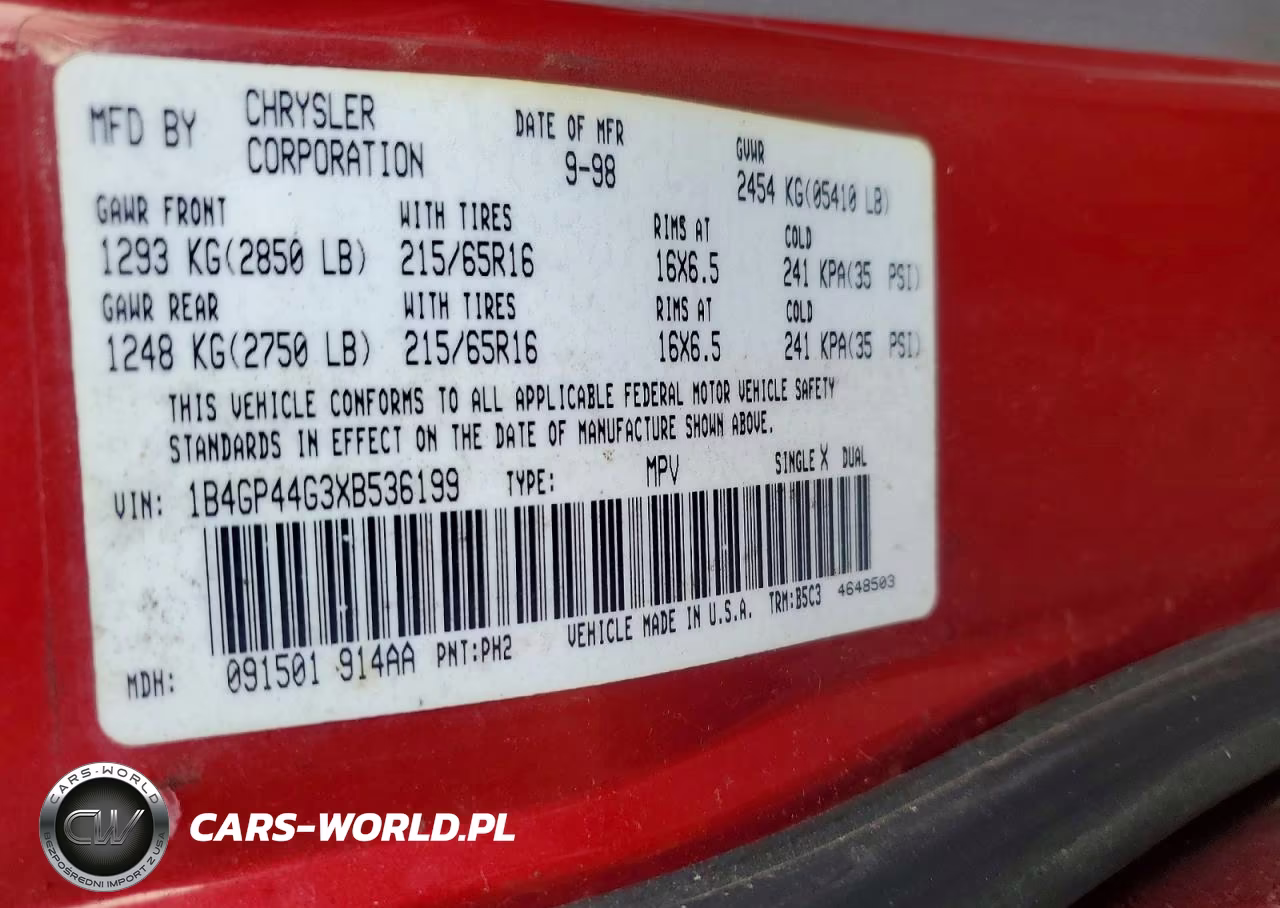 1999 Dodge Grand Caravan Se VIN:1B4GP44G3XB536199 - 13
