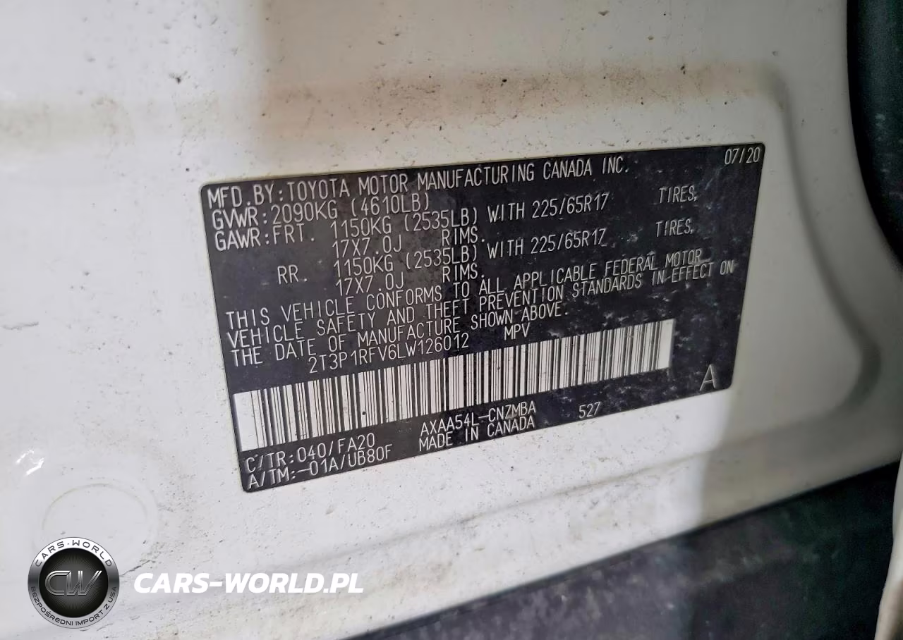 2020 Toyota Rav4 Xle VIN:2T3P1RFV6LW126012 - 13
