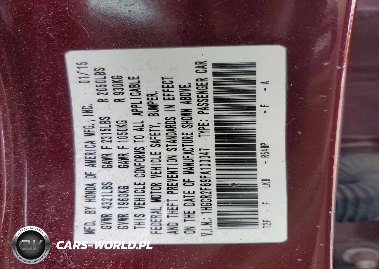 2015 Honda Accord Exl VIN:1HGCR2F89FA100047 - 13
