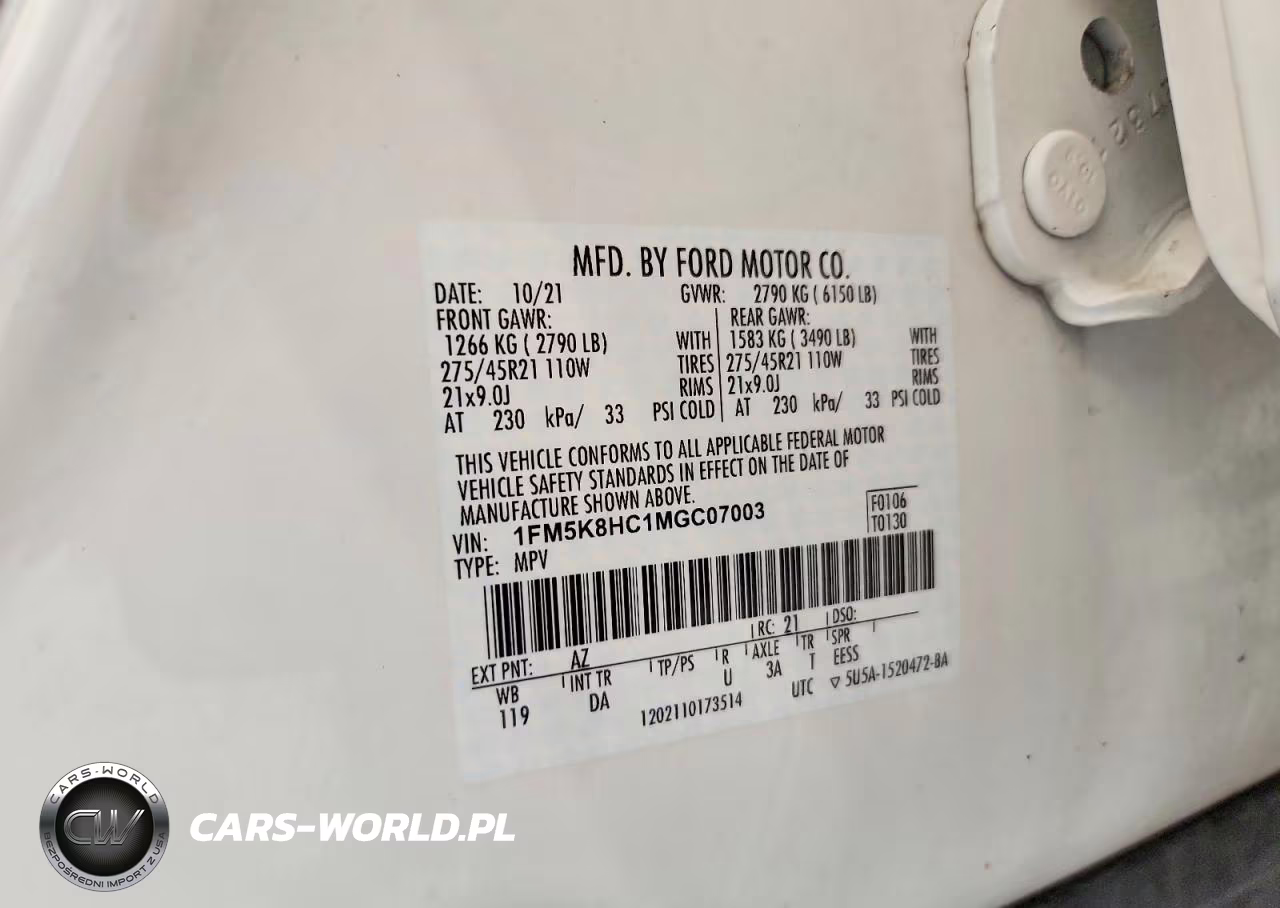2021 Ford Explorer Platinum VIN:1FM5K8HC1MGC07003 - 13