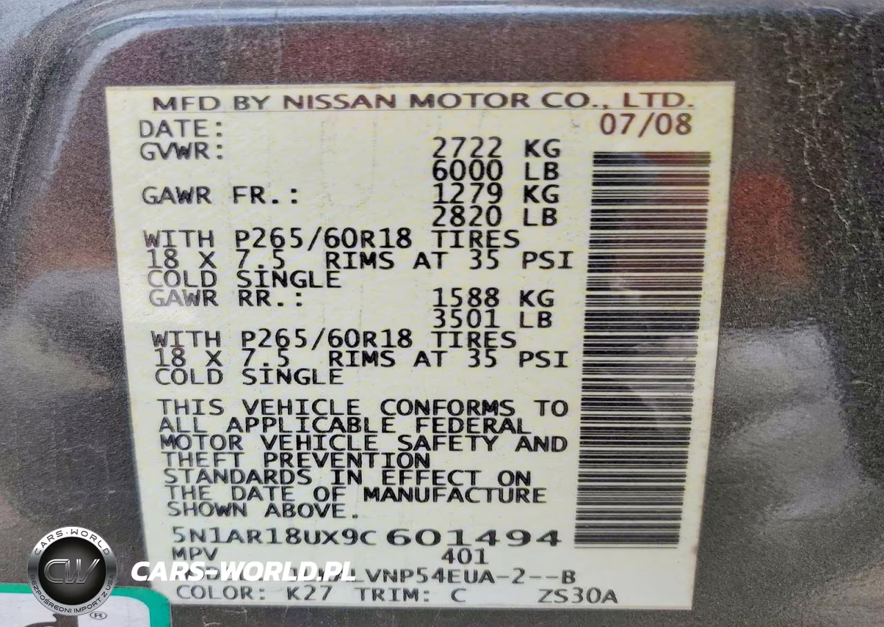 2009 Nissan Pathfinder S VIN:5N1AR18UX9C601494 - 14