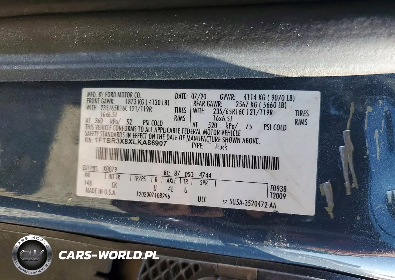 2020 Ford Transit 250 Delivery Van VIN:1FTBR3X8XLKA86907 - 12