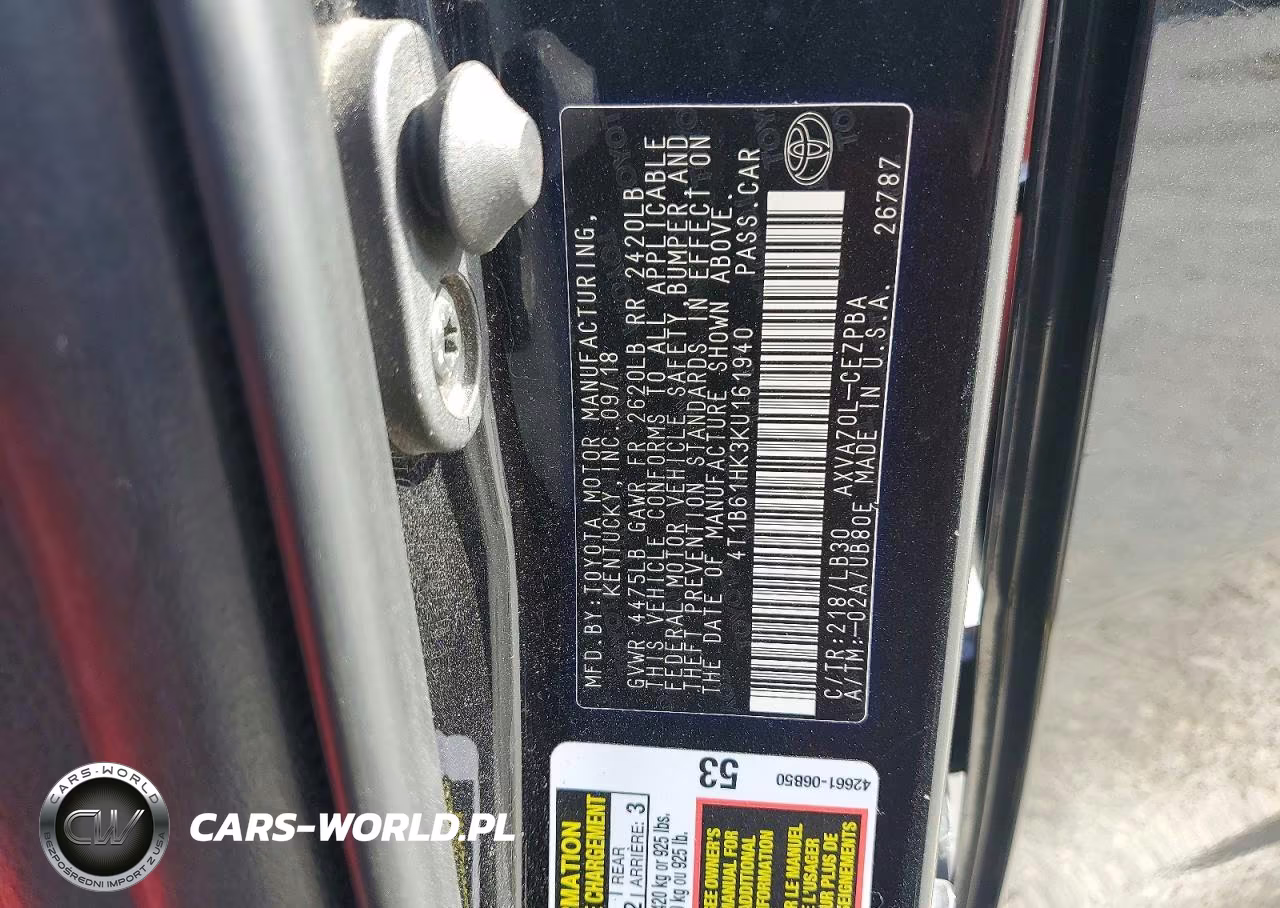 2019 Toyota Camry Xse VIN:4T1B61HK3KU161940 - 12