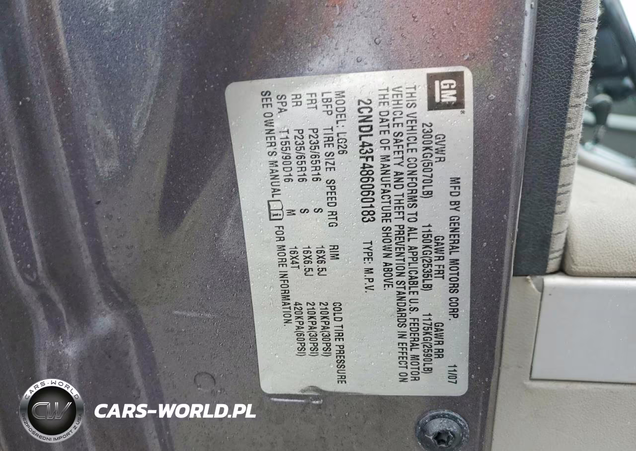 2008 Chevrolet Equinox Lt VIN:2CNDL43F486060183 - 12