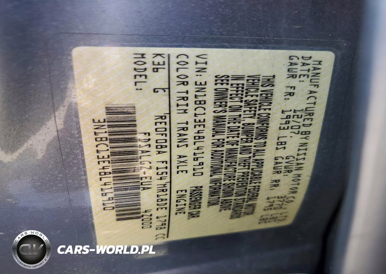 2008 Nissan Versa 1.8 S VIN:3N1BC13E48L416910 - 13