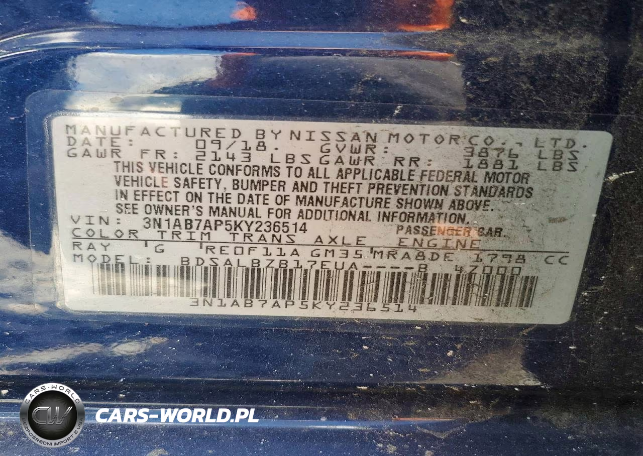 2019 Nissan Sentra S VIN:3N1AB7AP5KY236514 - 12