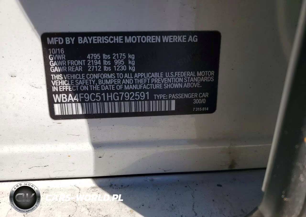 2017 BMW 430Xi Gran Coupe VIN:WBA4F9C51HG792591 - 12