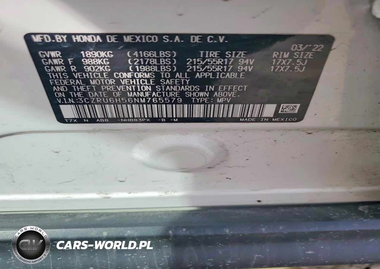 2022 Honda Hr-V Ex VIN:3CZRU6H56NM765579 - 13