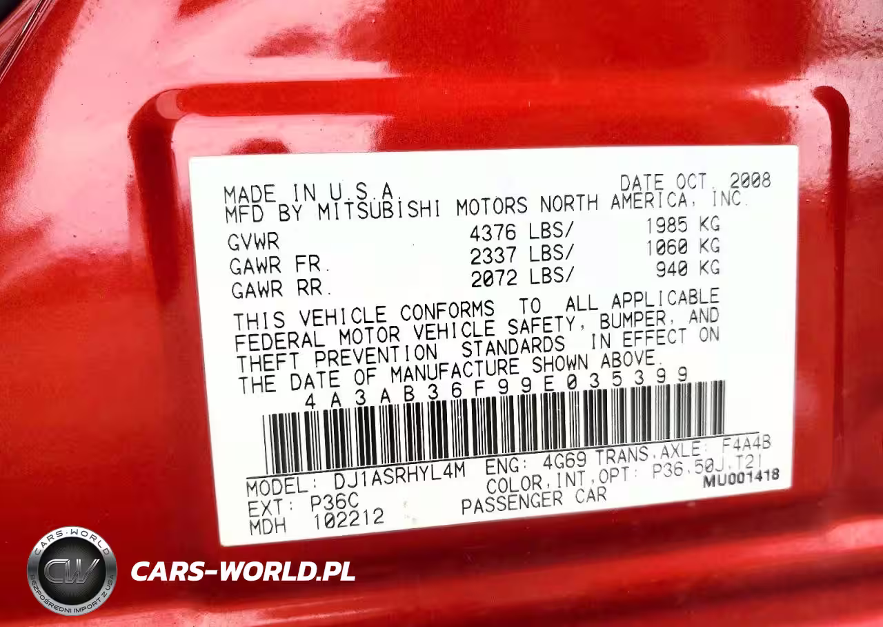 2009 Mitsubishi Galant Es VIN:4A3AB36F99E035399 - 12