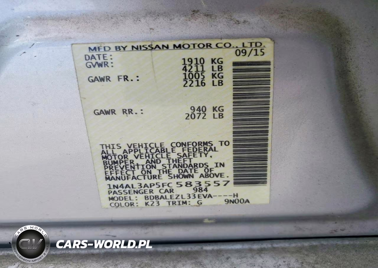 2015 Nissan Altima 2.5 S VIN:1N4AL3AP5FC583557 - 12