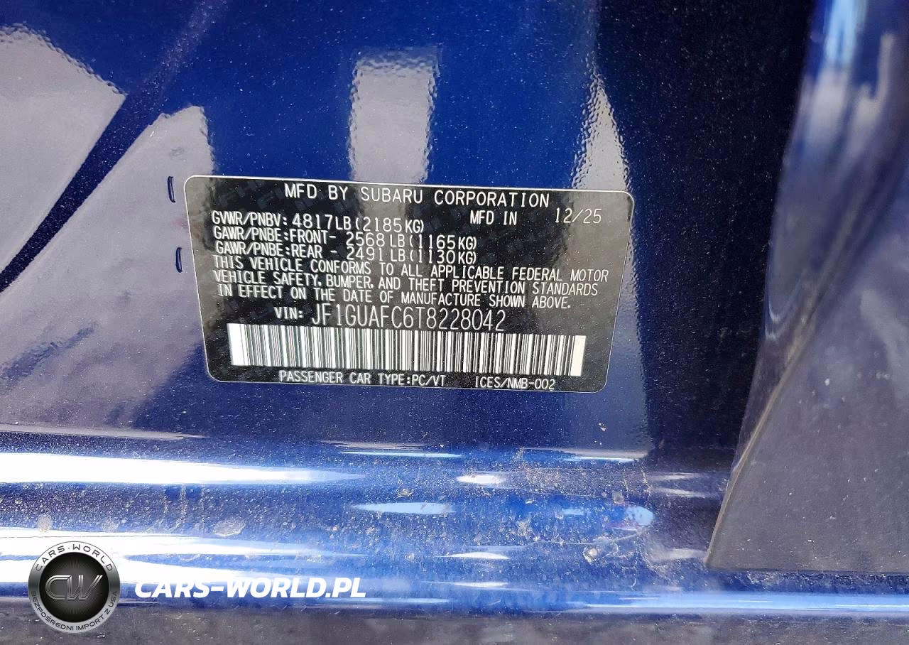 2026 Subaru Impreza Sport VIN:JF1GUAFC6T8228042 - 12