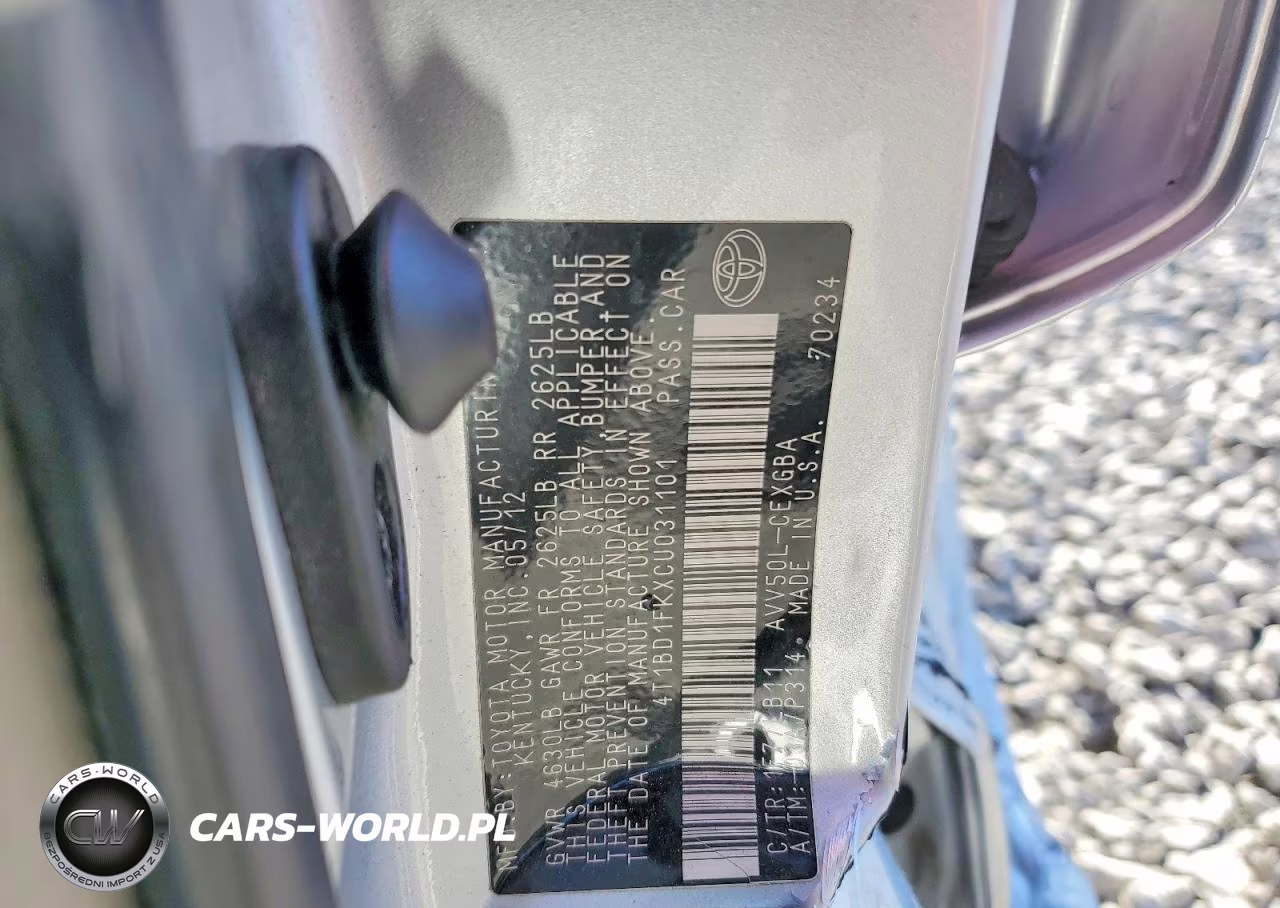 2012 Toyota Camry Hybrid VIN:4T1BD1FKXCU031101 - 12