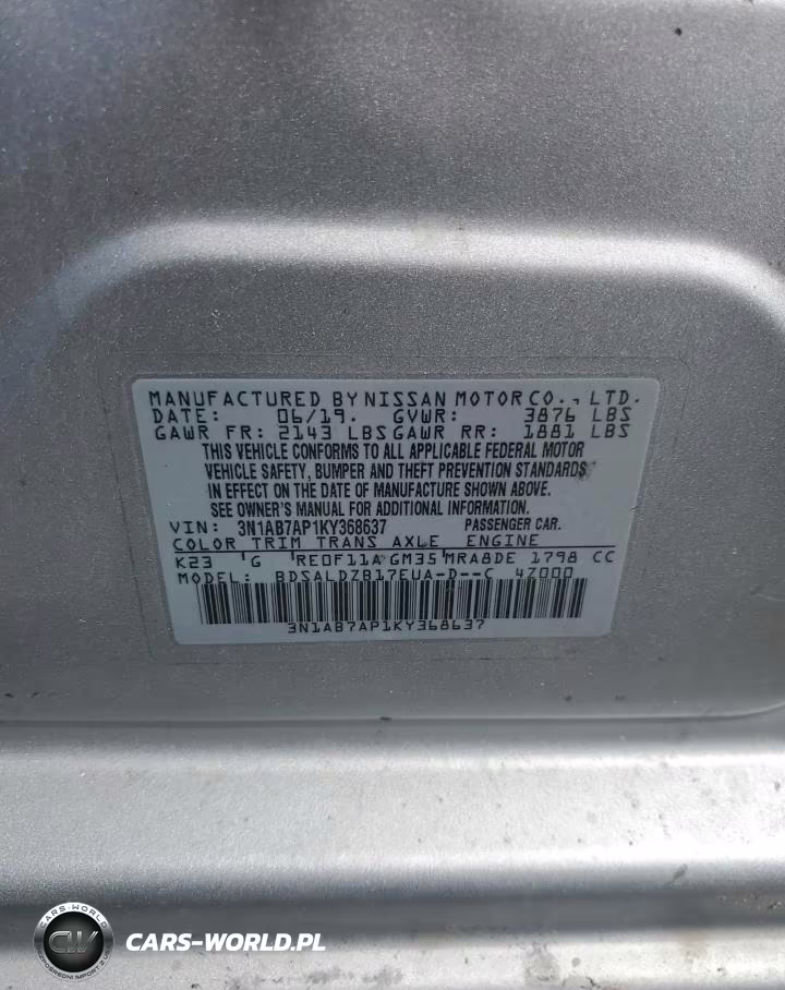 2019 Nissan Sentra S VIN:3N1AB7AP1KY368637 - 13