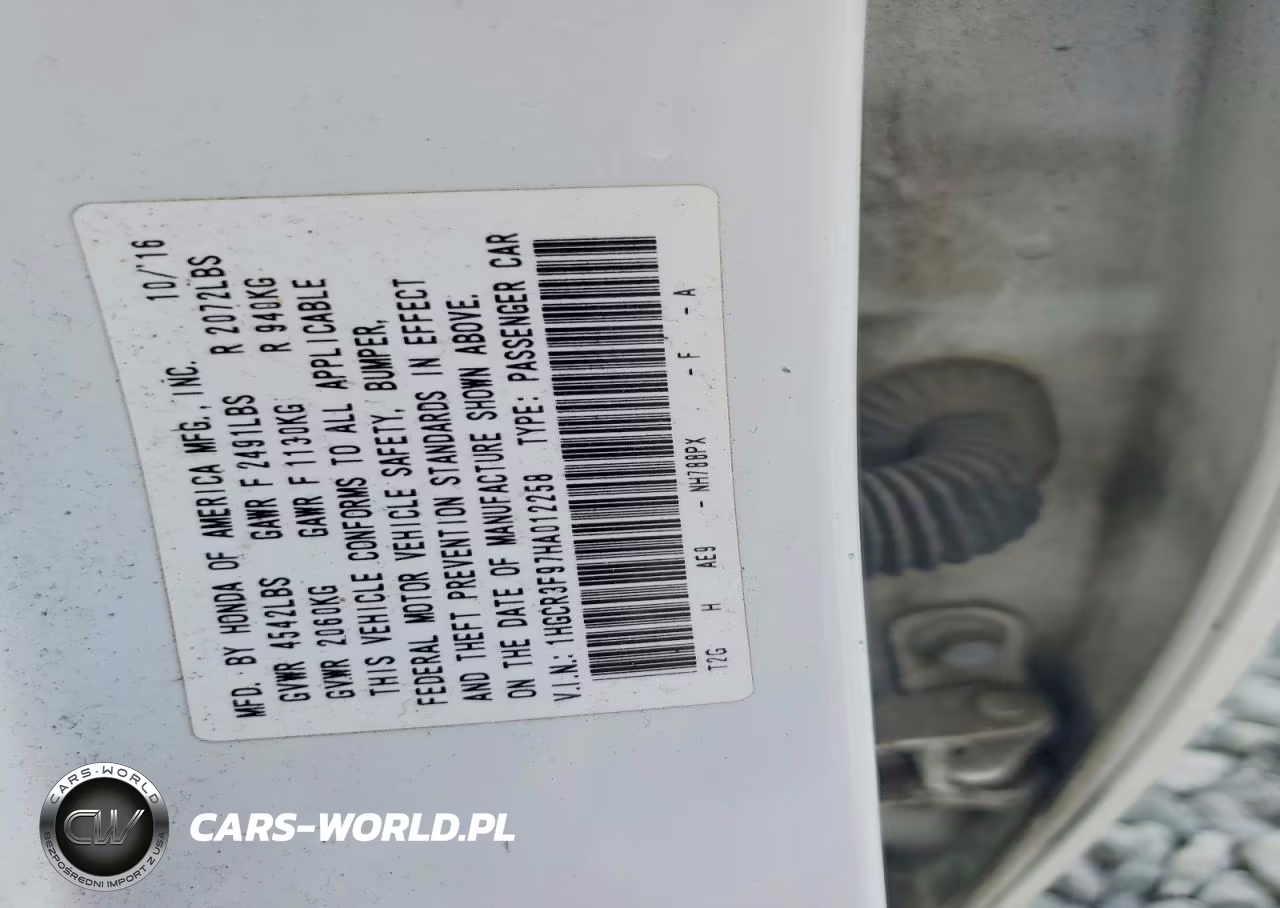 2017 Honda Accord Touring VIN:1HGCR3F97HA012258 - 12