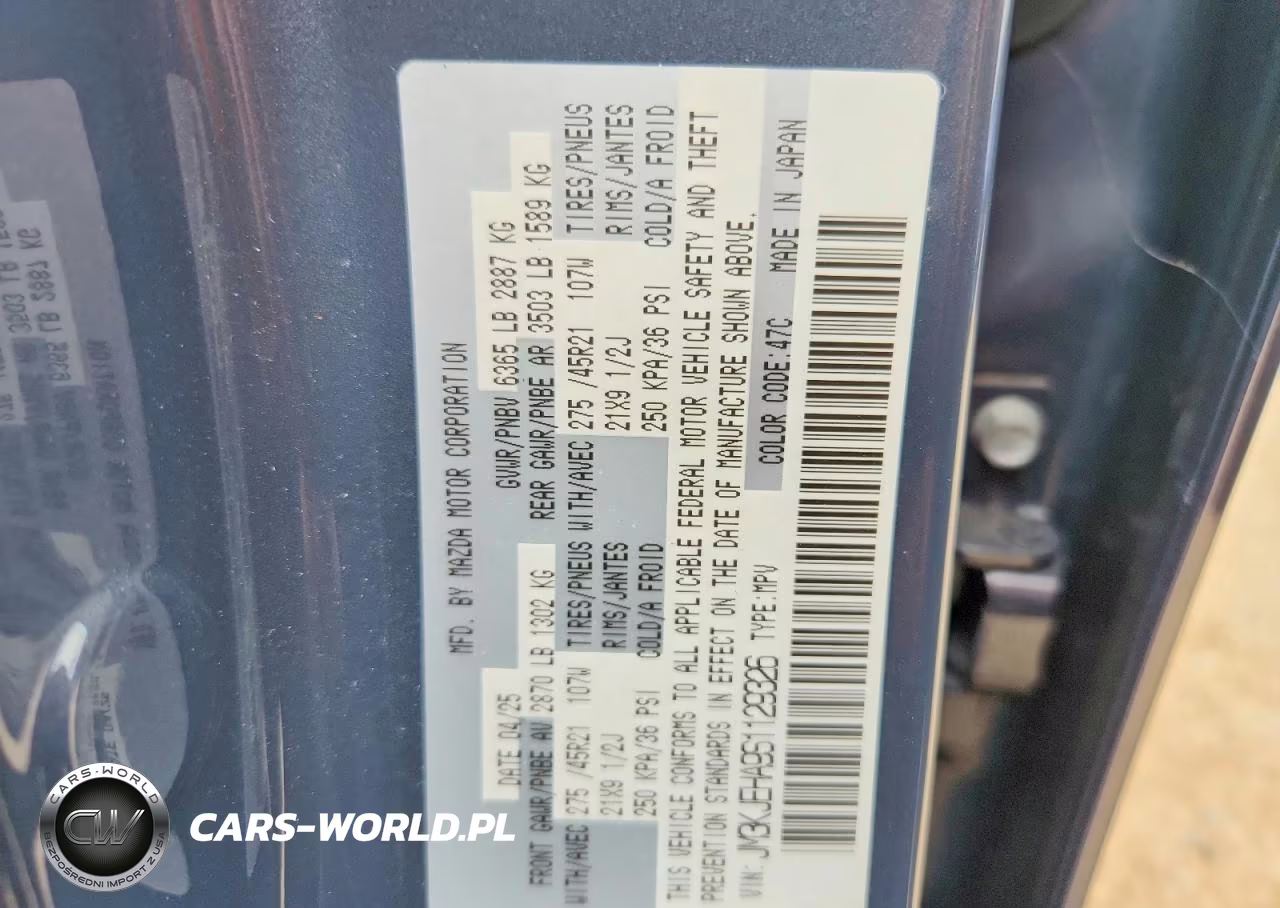 2025 Mazda Cx-70 Premium Plus VIN:JM3KJEHA9S1129326 - 14