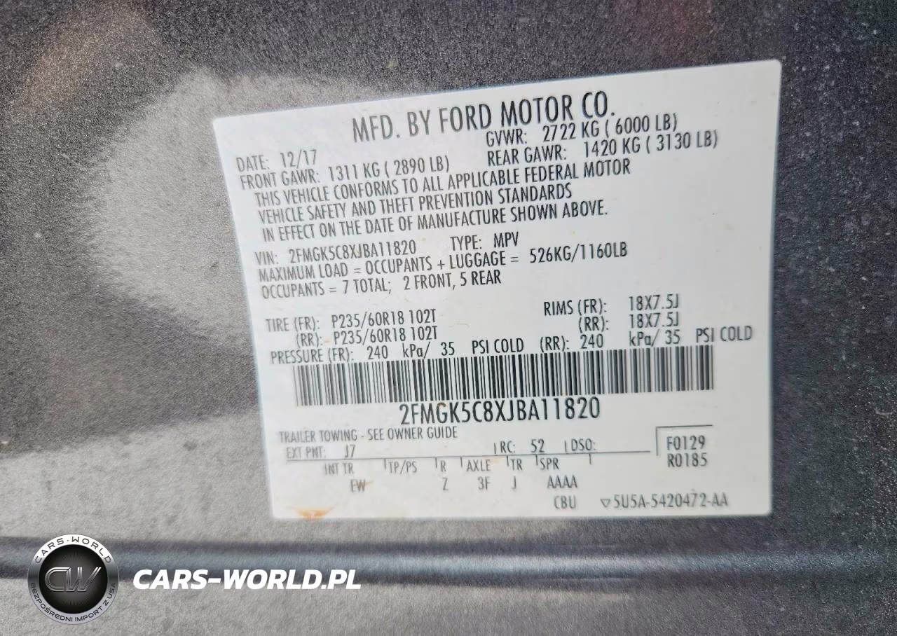 2018 Ford Flex Sel VIN:2FMGK5C8XJBA11820 - 14