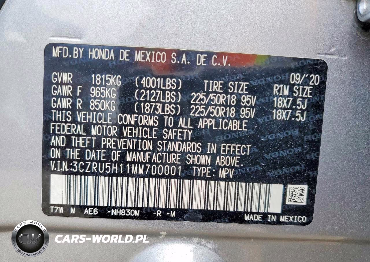 2021 Honda Hr-V Sport VIN:3CZRU5H11MM700001 - 13